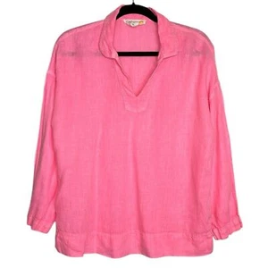 C&C California 100% Leinen Hot Pink Split Neck Top Gr. S - Bild 1 von 5