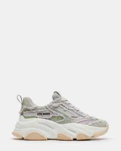 NIB Steve Madden Women's Permit Lace-Up Platform Sneakers in Rhinestone - Picture 1 of 4