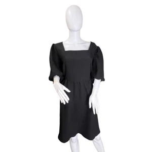 Vestido SHEIN 3x Negro Cuello Cuadrado Romántico Atado Espalda Manga Abullonada Mini Vestido Negro - Imagen 1 de 13