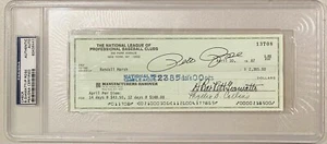 Bart Giamatti & Pete Rose Dual Signed Autographed Canceled Check PSA DNA Slabbed - Picture 1 of 2