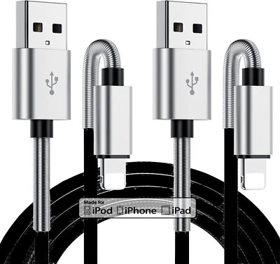 Pack of 2 Heavy Duty USB Fast Charger Cable 1M For iPhone 14 13 Pro Max 12 11 XS - Image 1 of 4
