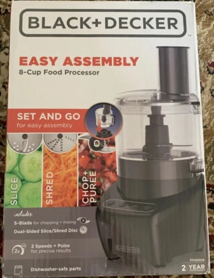 Black & Decker 8-Cup Food Processor Black Slicer Shredder 450W Shred Grind Cook - Image 1 of 4