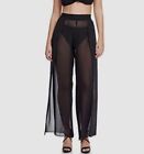 $89 Profile By Gottex Women's Black Tutti Frutti Sheer Pants Cover Up Size L