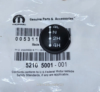 NEW 1998-2024 Dodge Ram 1500- 5500 4X4 Gear Shift Knob Insert CAP, OEM Mopar Foto 1 de 2
