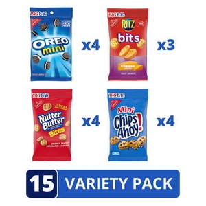 OREO Cookies, CHIPS AHOY!, Nutter Butter Bites RITZ Bits Cheese Crackers 15 Bags - Picture 1 of 11