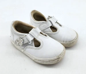 Keds Girls Daphne T-Strap Mary Jane Shoes Hook Loop White Leather Toddler Sz 5 - Picture 1 of 11