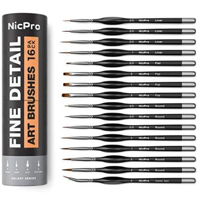  New Small Detail Paint Brush Set,16 Professional Miniature Fine Detail  - Image 1 of 4