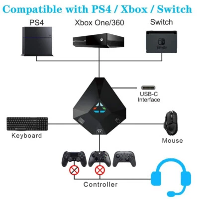 Keyboard Mouse Adapter LED Indicator Converter for PS4 /PS3/Xbox One/Switch Lite - Image 1 of 4