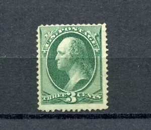 KMC4076-U.S. #158 (U163) Washington 3¢ green 1873, M,LH, re-gummed, CV $110.00 - Picture 1 of 2