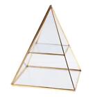 Glass Pyramid Jewelry Holder Box Showcase With Gold Frame