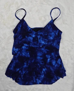 Aqua Green Blue Tie Dye Tiered Tankini Small - Picture 1 of 3