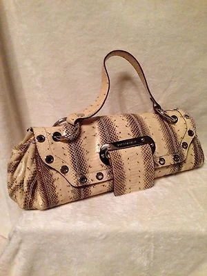 BOLSO DE MANO DOLCE & GABBANA PIEL DE SERPIENTE CREMA Y MARRÓN Cuero con Acentos Plateados Foto 1 de 4