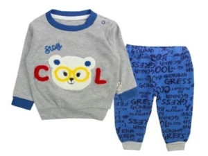 Gr 80 Jogginganzug Schlafanzug 2 teilig Junge Blau Bär Cool Gr. 80 - Bild 1 von 1