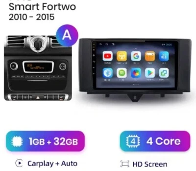 RADIO 2 DIN 9" PER SMART 451 BLUETOOTH NAVIGATORE USB ANDROID WiFi CARPLAY 1/32 - Immagine 1 di 4