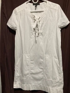 BCBG MAXAZRIA Damen Sommerkleid weiß mit Taschen & Schnürung, Größe M - Bild 1 von 3