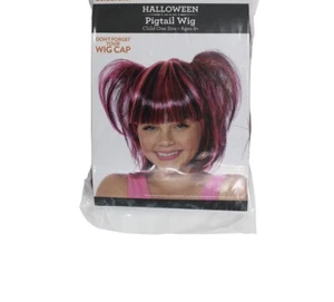 Way To Celebrate Girls Kids Black/Pink Pigtail Wig New in Package - Picture 1 of 2