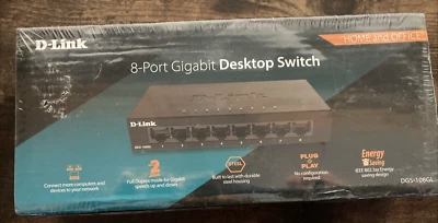 D-Link DGS-108 8-Port Gigabit Unmanaged Ethernet Switch - Brand New Sealed - Image 1 of 3