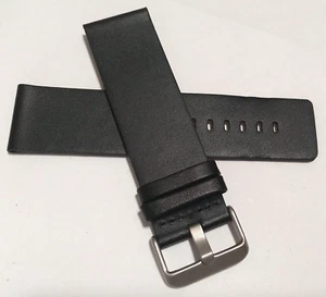 Genuine Leather Black 24mm Smartwatch Watch Band 7 7/8" (201mm) Regular Length - Picture 1 of 5