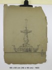 DISEGNO ANTICO PROGETTO MONUMENTO MATITA SU CARTA GRANDI DIMENSIONI NZ3