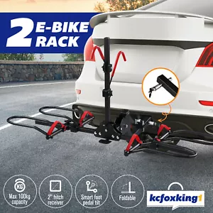 2 E Bike Rack Foldable Car Rear Carrier Bicycle Holder Tilting Platform 2" Hitch - Picture 1 of 11