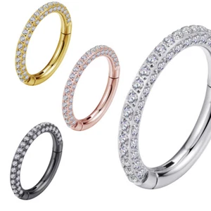 1,2mm Titan 3 Seiten Kristalle Clicker Segment Ring Glitzer Ohr Helix Piercing - Bild 1 von 9
