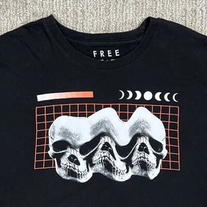 Warping Skull Unisex Large Short Sleeve Shirt Black Free State - Imagen 1 de 11