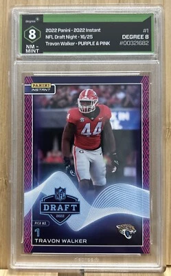 2022 Panini Instant Draft Night - Travon Walker RC - Purple & Pink /25 Graded 8 - Image 1 of 2