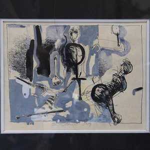 Zdeněk TOMÁNEK (1958) "Situace" (1989) Aquarell/Mischtechnik Abstrakte Kunst - Bild 1 von 4