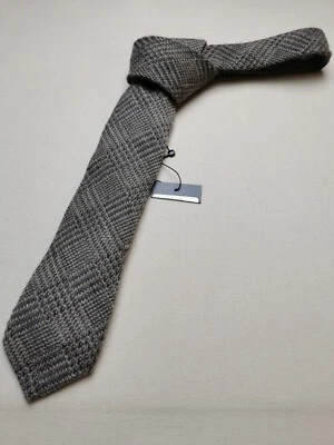 Галстук текстурированный HACKETT LONDON из шерстяной и шелковой смеси (НОВЫЙ С ЭТИКЕТКАМИ) серый клетчатый сделано в Италии - Изображение 1 из 4