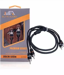 Premium Series 3ft. 2-Channel Car Audio RCA Cable – Double Shield(NEW) - Picture 1 of 4