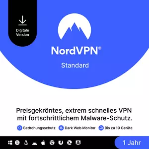 NordVPN Standard, 10 Geräte, 1 Jahr, VPN & Cybersicherheit, digitaler Code - Bild 1 von 11