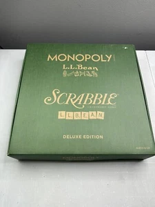 New! L.L. Bean Deluxe Edition Scrabble Monopoly Board Game LL Wood Lazy Susan - Picture 1 of 10