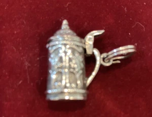 Vintage Sterling Silber DEUTSCHER Bierstein Krug filigran Armband Charm ÖFFNET - Bild 1 von 4