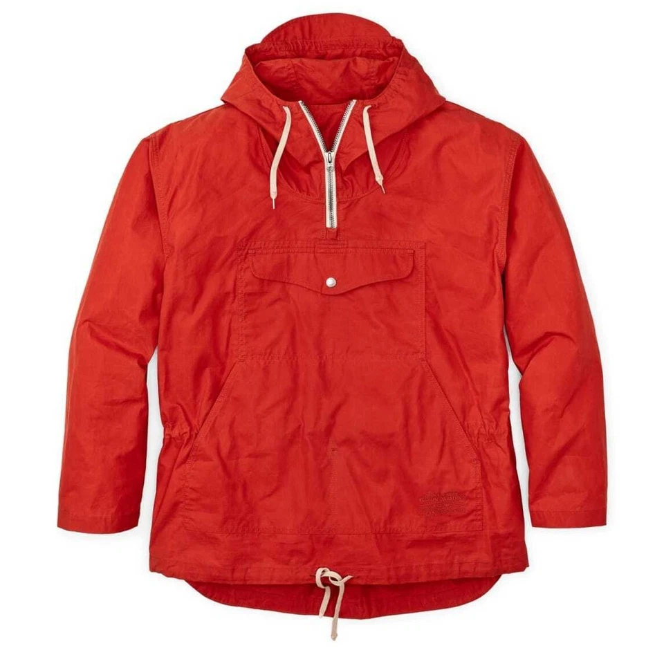 Filson Ranger Anorak 20248770 Ex Orange Bright Red Waxed Pullover Quarter Zip - Image 1 of 4