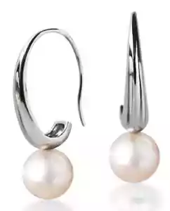 Snow White AAA ORECCHINI con PERLA NATURALE BIANCA 10mm in ARGENTO Sterling 925 - Foto 1 di 16