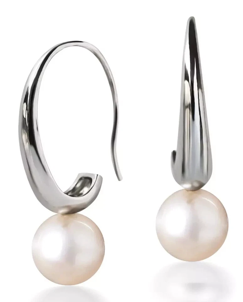 Snow White AAA ORECCHINI con PERLA NATURALE BIANCA 10mm in ARGENTO Sterling 925 - Immagine 1 di 4