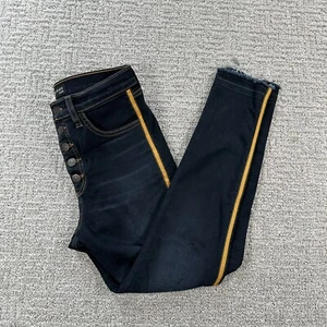 Veronica Beard Jeans 27 Blue Denim Debbie Skinny Side Stripe Button Fly Womens - Foto 1 di 15