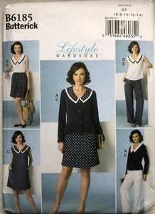 Butterick B6185 UNCUT Misses Size 6 8 10 12 14 Jacket Top Skirt Pants Pattern - Picture 1 of 3