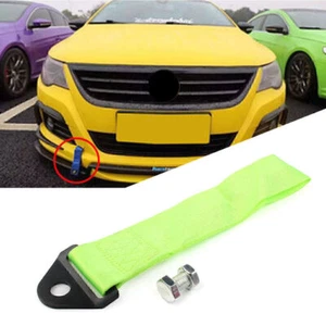 Racing Car Green Towing Strap Belts Rope Rally Hook Universal Rear/Front Bumper - Picture 1 of 4