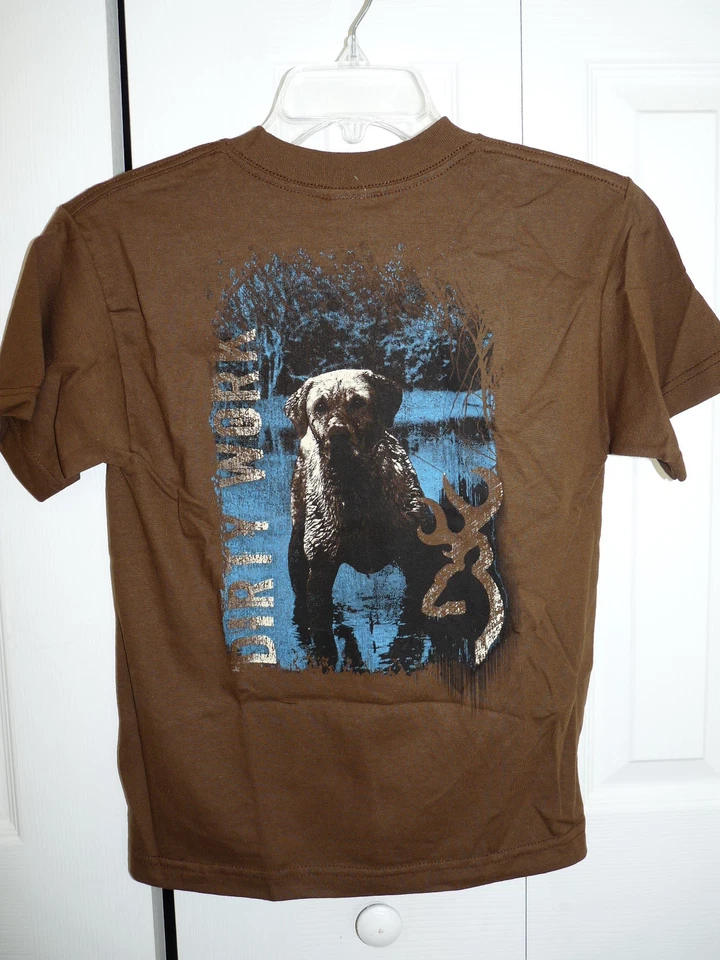 Browning Youth "Muddy Dog" Coffee Brown Short Sleeved Tee Shirt New With Tags - Image 1 of 4