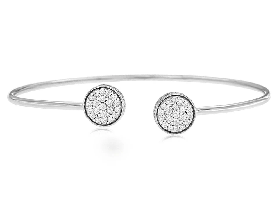 14k White Gold Bangle Bracelet with 0.75ct Diamond Ends, 5.0g - Image 1 of 1