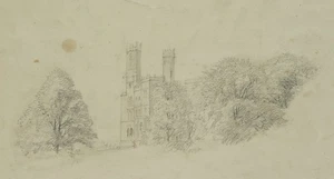 C. KRÜGER (1812-1880), Schloss Babelsberg bei Potsdam, Bleistift Realismus - Bild 1 von 4