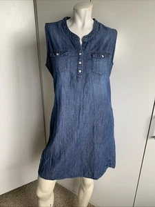 Eddie Bauer size 10 blue chambray sleeveless pullover denim shift dress - Picture 1 of 4