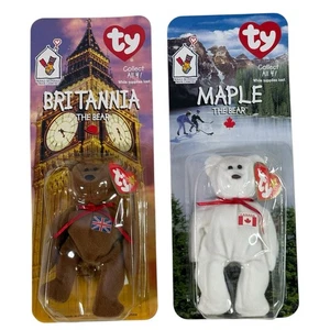 Ty Beanie Babies Britannia & Maple McDonald’s International Bears 1999 New Lot - Picture 1 of 2