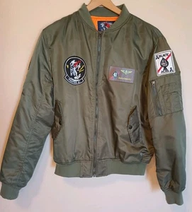 Neo-Wows Mens Size L Aviation Patches Flight Bomber Pilots Jacket Insulated EUC - Picture 1 of 20