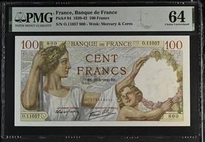 France 100 Francs 1940 P94 PMG Choice Uncirculated 64 - Picture 1 of 2