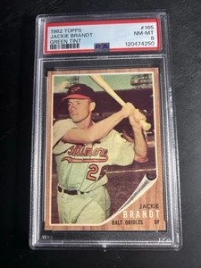 1962 Topps #165 Jackie Brandt PSA 8 Baltimore Orioles tinte verde - Imagen 1 de 2