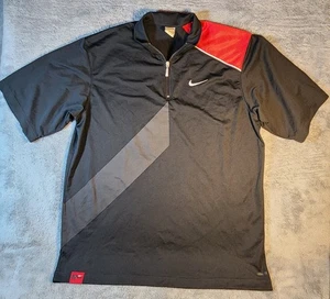 Polo de golf Nike FIT DRY 1/4 zip homme taille L pull noir/rouge - Photo 1/9