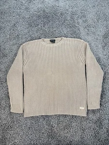 VINTAGE DKNY Sweater Men L Brown Pullover Ribbed Knit Crewneck Chunky 90s - Picture 1 of 6