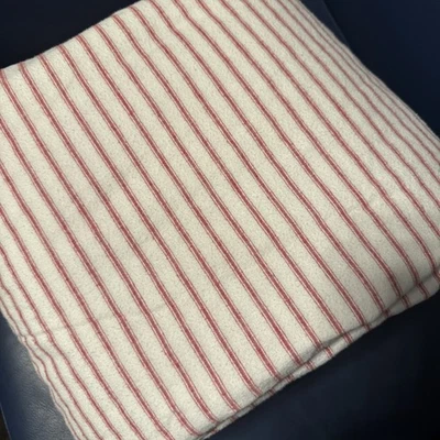 Garnet Hill Red White Ticking Stripes Flannel Duvet Cover. Queen. Portugal. - Image 1 of 4